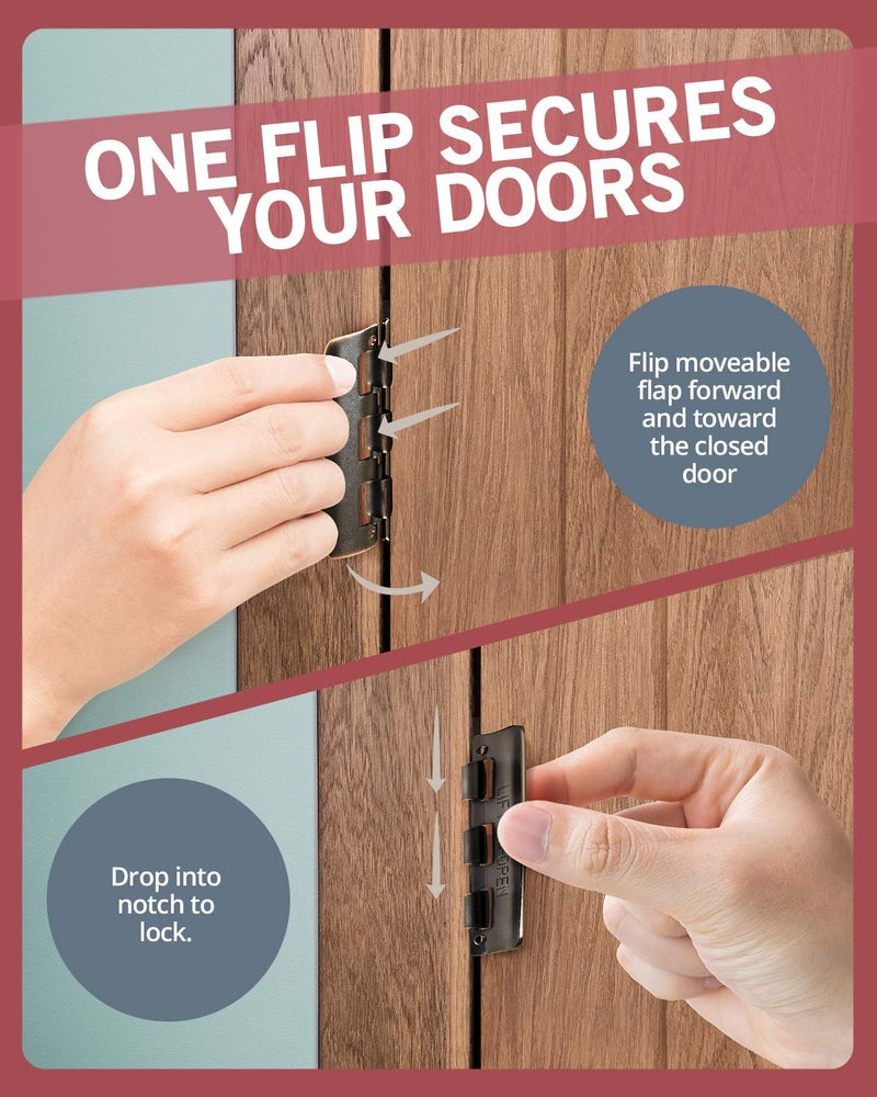 JD Jack N'Drill Jack Nâ€™ Drill Flip Action Door Lock (6 Pack)- Reversible Privacy Door Locks with Anti Lockout Screw for Child Proofing and Home Defense, Easy to Install and Durable Lock for Interior Swing-in Door - Image 5